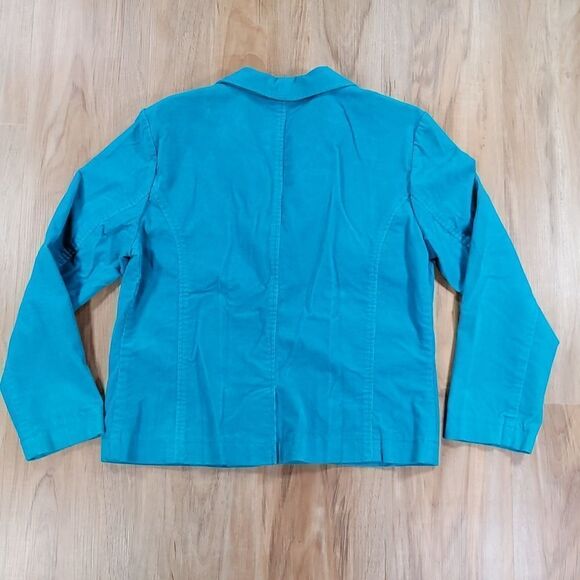 ☔️🔹️D.F.A. New York Turquoise Buttoned Corduroy Blazer Medium - Picture 2 of 10